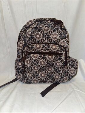 Vera Bradley Quilted Brown Floral Pattern Backpack